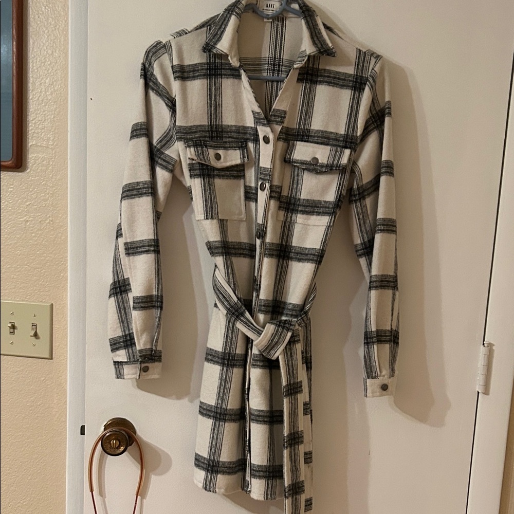 Plaid Long Sleeve Shirt Dress